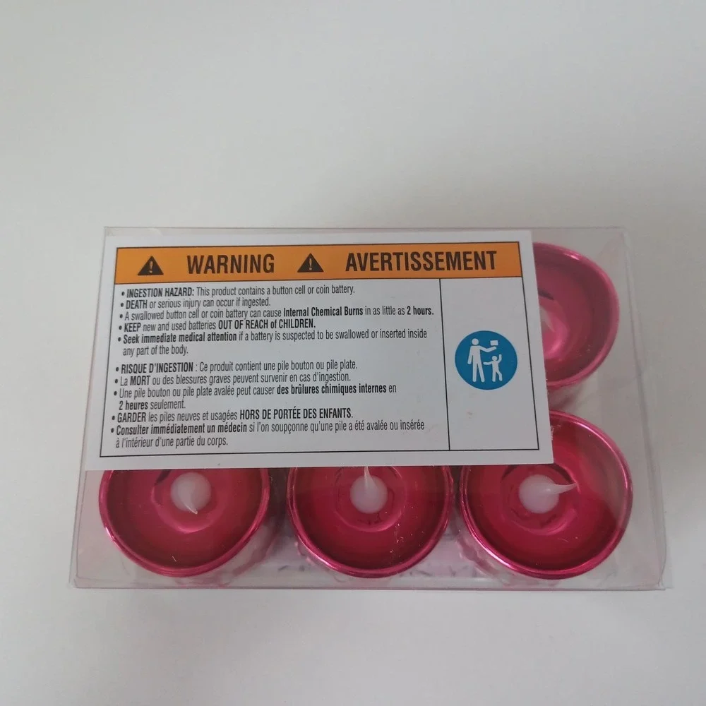 NEW Set of 6 LED‎ Votive Warm White Lights Red Christmas Party